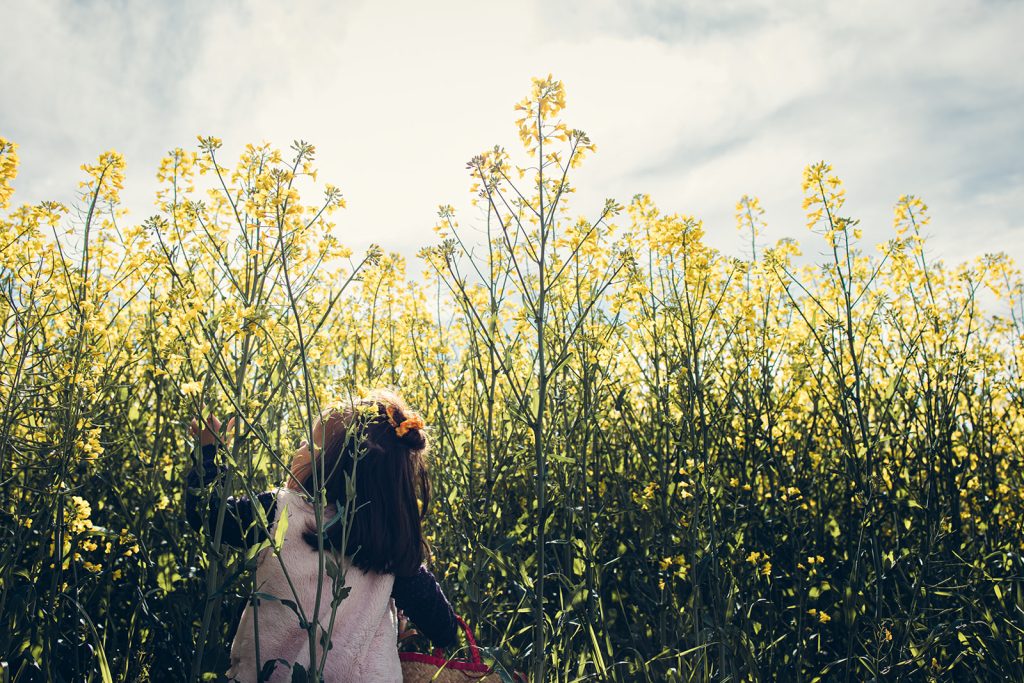 photo d'une enfant dans un champ de colza